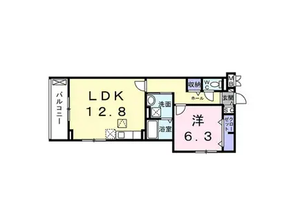 リボーン明誠(1LDK/2階)の間取り写真