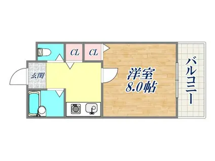 パインリッチⅠ(1K/1階)の間取り写真