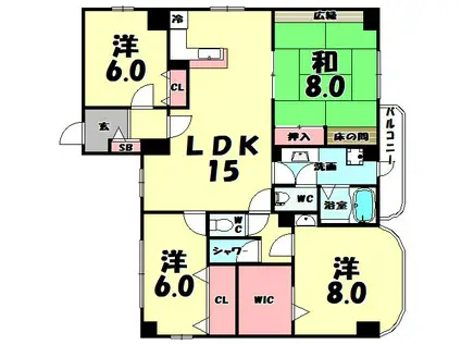 サンライズ長堀(4LDK/2階)の間取り写真