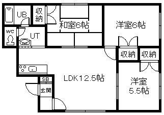 9条西クラブハウス(3LDK/2階)の間取り写真