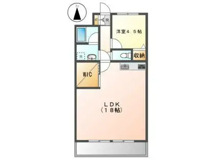 ハイツみのる(1LDK/2階)の間取り写真