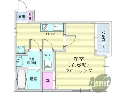 ＪＲ仙山線 東照宮駅 徒歩15分 2階建 築13年(1K/1階)の間取り写真