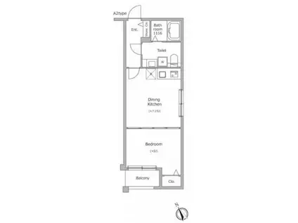 ラクラス四谷三丁目(1DK/4階)の間取り写真