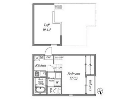 ハーモニーテラス住吉II(1DK/3階)の間取り写真