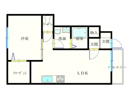 パルミラ弐番館(1LDK/1階)の間取り写真