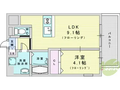 プレジオ御幣島(1LDK/9階)の間取り写真