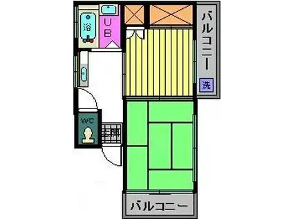 荒井ビル(2K/2階)の間取り写真