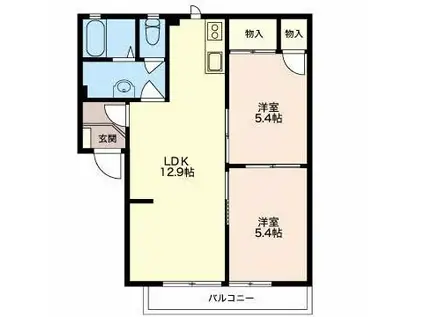 コーラルU(2LDK/1階)の間取り写真