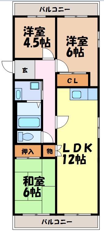 原田ビル(3LDK/2階)の間取り写真