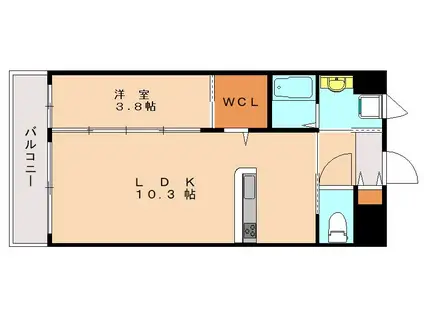 ギャラン陣原(1LDK/3階)の間取り写真