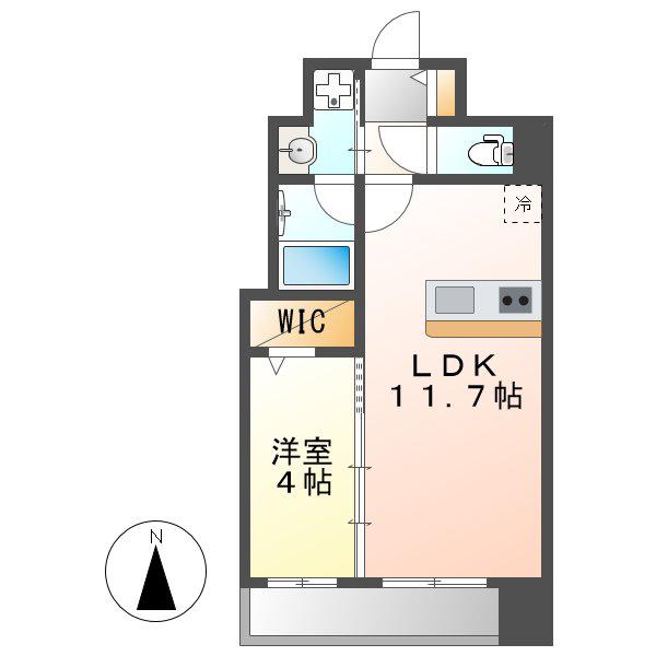 エルミタージュ桜山(1LDK/4階)の間取り写真