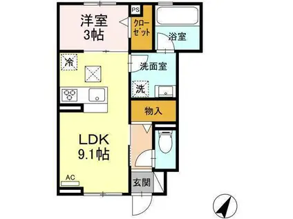 DAIMON(1LDK/1階)の間取り写真