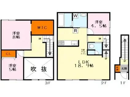 サンビオーズペットプレミアム(3LDK/2階)の間取り写真