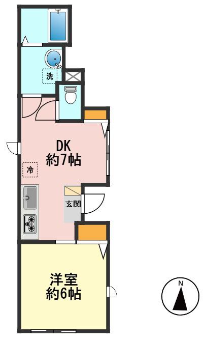 無添加ハウス高砂(1DK/1階)の間取り写真