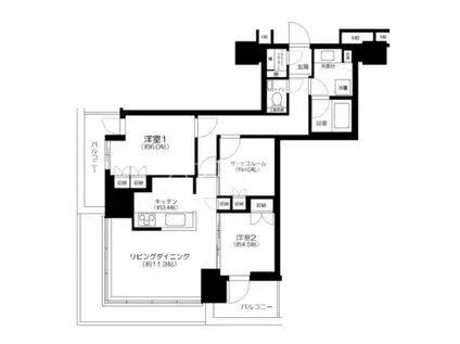 浅草タワー(2SLDK/3階)の間取り写真