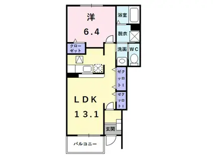 グレイス・ガーデンI(1LDK/1階)の間取り写真