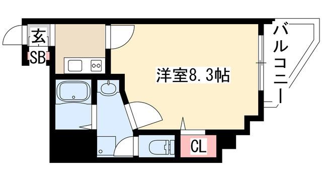 スカイコート葵(1K/6階)の間取り写真