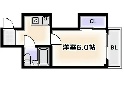 ルーモ矢田III(1K/3階)の間取り写真