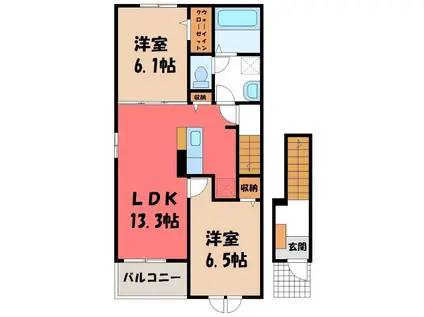 ウィステリアA(2LDK/2階)の間取り写真
