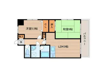 ヴィラIZUMIセントラル(2LDK/7階)の間取り写真