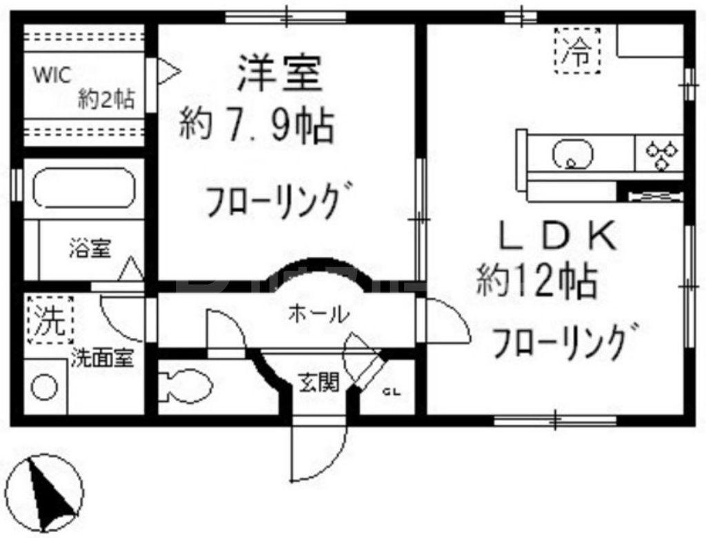 タカホアパートメント(1LDK/1階)の間取り写真