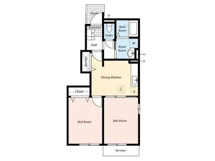 サンリットK(2DK/1階)の間取り写真