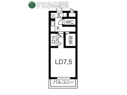 A・CITY鶴城(1K/1階)の間取り写真