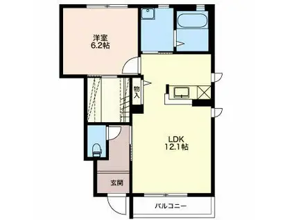 エクセルシャルムB(1LDK/1階)の間取り写真