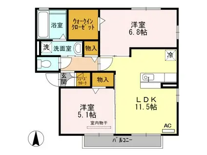 アムルーズ A(2LDK/2階)の間取り写真