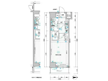 メインステージ武蔵関駅前II(1K/2階)の間取り写真