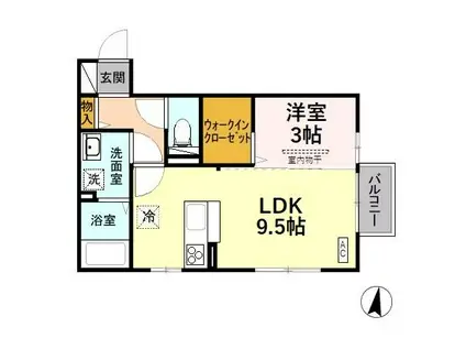 アクシスA(1LDK/2階)の間取り写真