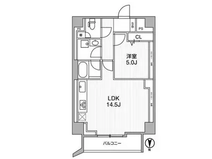 ライトハウス西新宿(1LDK/8階)の間取り写真