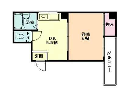 ロイヤル西梅田(1DK/6階)の間取り写真