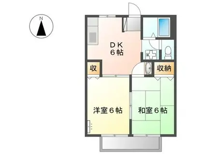 プレミールI(2DK/1階)の間取り写真