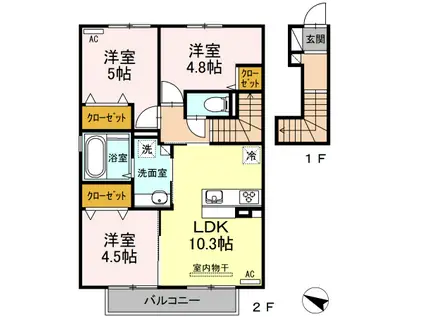 ラヴェール八反田(3LDK/2階)の間取り写真