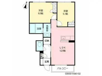 コンフォルト・ファイブB(2LDK/1階)の間取り写真