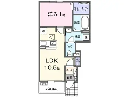カシオペア(1LDK/1階)の間取り写真