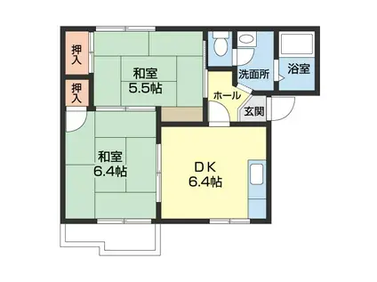 タウニィ料理松(2DK/2階)の間取り写真
