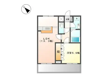 ピアリーハイム(1LDK/2階)の間取り写真