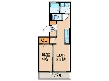 ウィン淡路駅前(1LDK/2階)の間取り写真