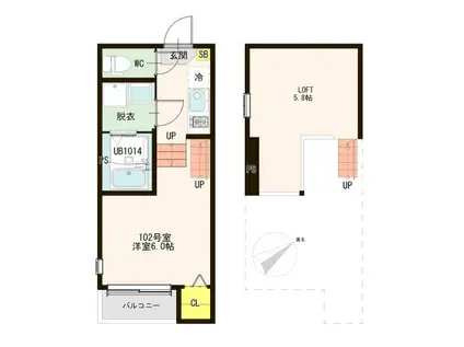 ハーモニーテラス葉山町(1K/1階)の間取り写真