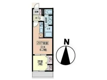 J RESIDENCE OTEMACHI(1DK/2階)の間取り写真