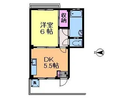 ミナマウンテン(1DK/4階)の間取り写真