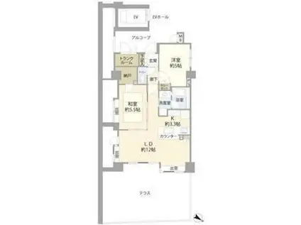 コージーコートたまプラーザ(2LDK/2階)の間取り写真