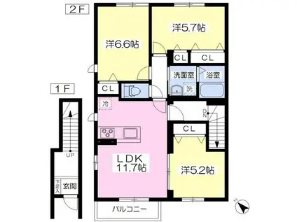 ファミーユ(3LDK/2階)の間取り写真