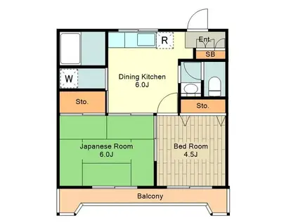 ルミエール本宿弐番館(2DK/1階)の間取り写真