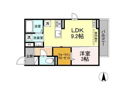 GRAND FLEUVE 開出(1LDK/3階)の間取り写真