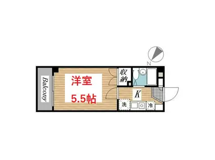 ヒルズガーデン東雪谷(1K/2階)の間取り写真