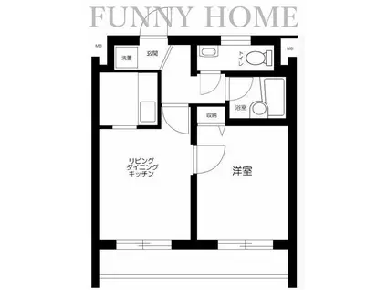 菱和パレス上目黒(1LDK/1階)の間取り写真