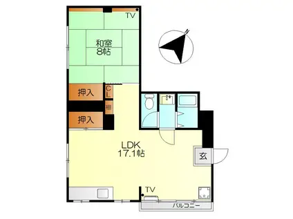 三栄ビル(1LDK/3階)の間取り写真